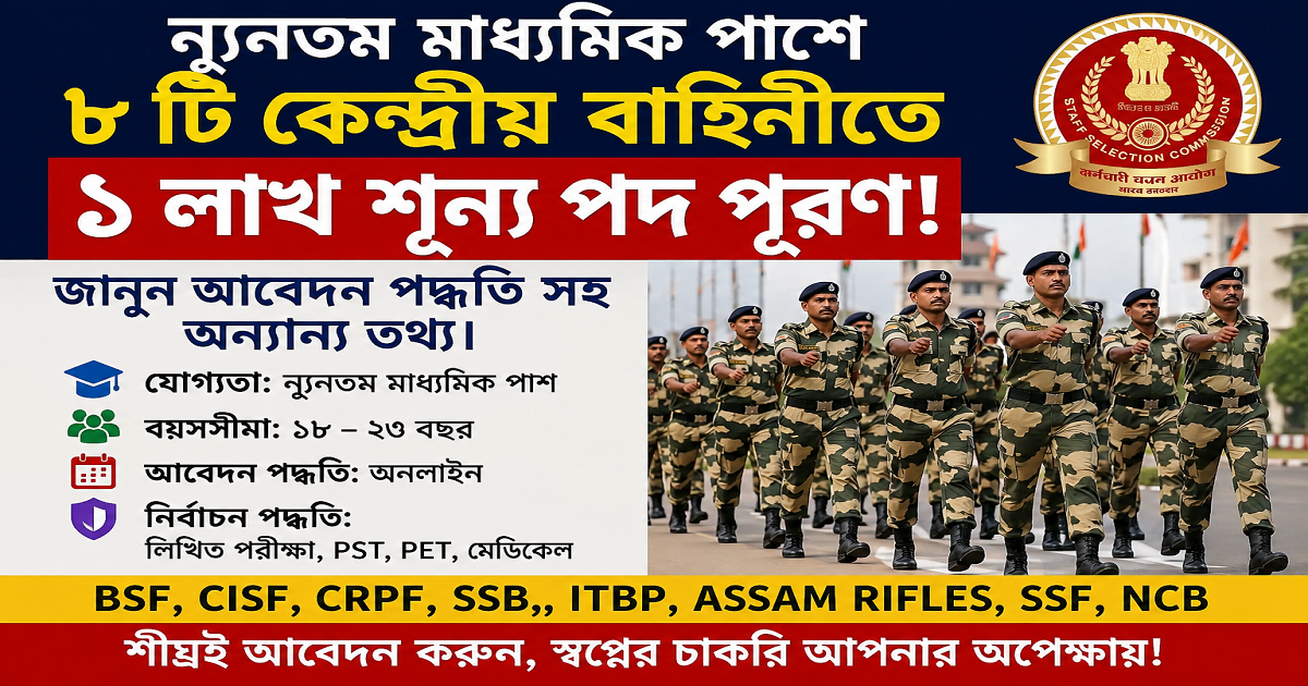 1 lakh vacant posts in central forces(কেন্দ্রীয় বাহিনীতে ১ লাখ শূন্য পদ)